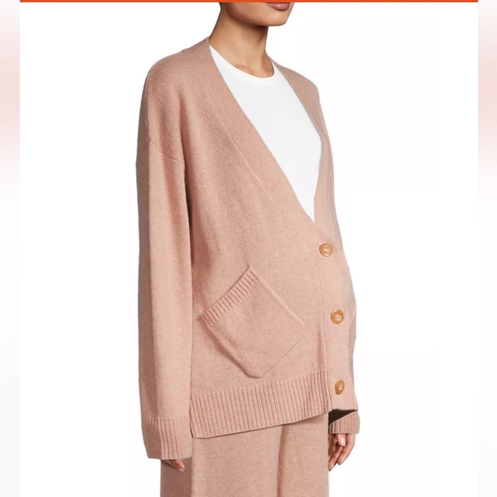 $225 NWT Emilia George Renee Wool-Blend Cardigan in yurt, S